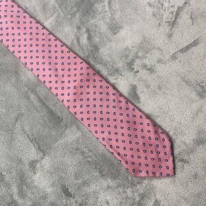 Neiman Marcus Tie Mens One Size Pink Paisley 100% Silk Hand Made‎ Italy